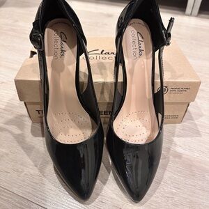 Clarks Black Patent Heels for Women